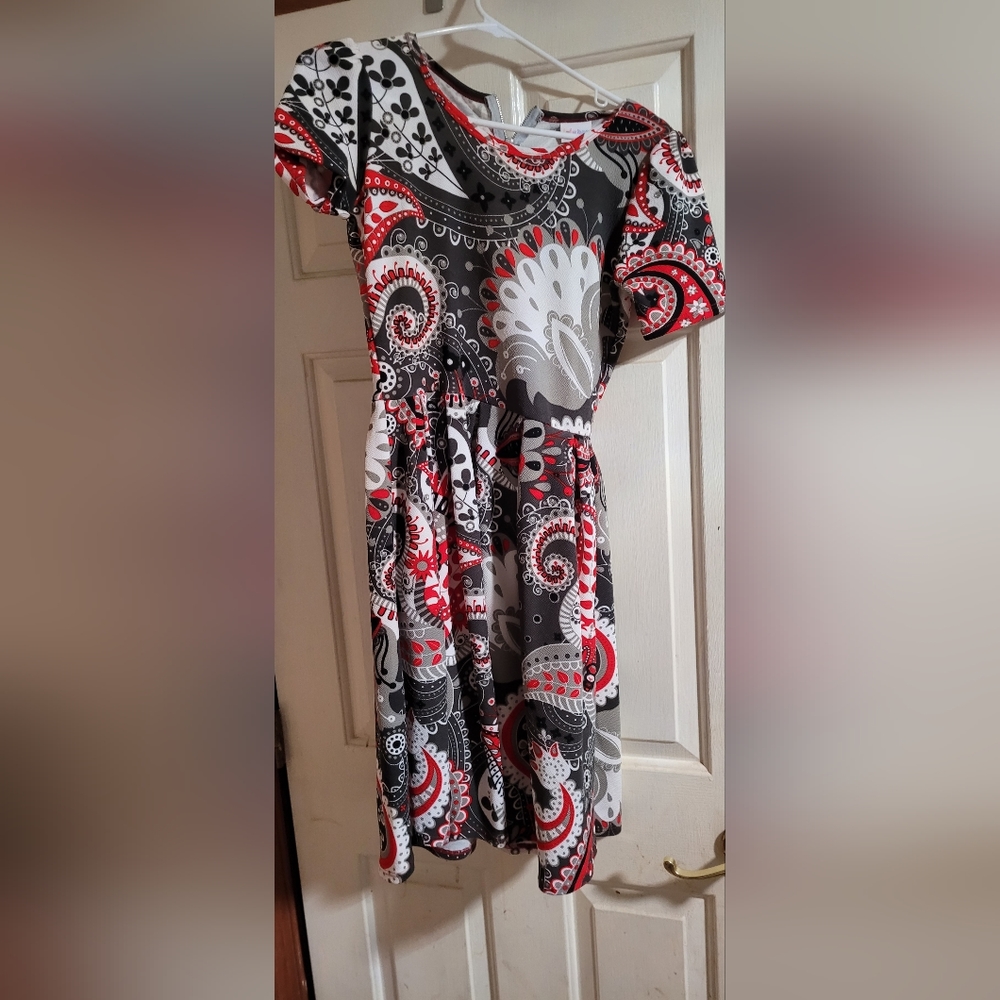 Lularoe dress red, white and grey